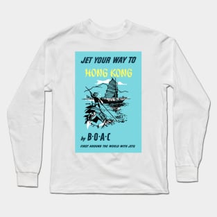 Hong Kong Vintage Travel Poster Long Sleeve T-Shirt